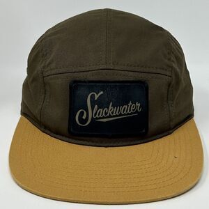 Slackwater Pub & Pizzeria 5 Panel Camp Hat Baseball Cap Utah Strapback Brown